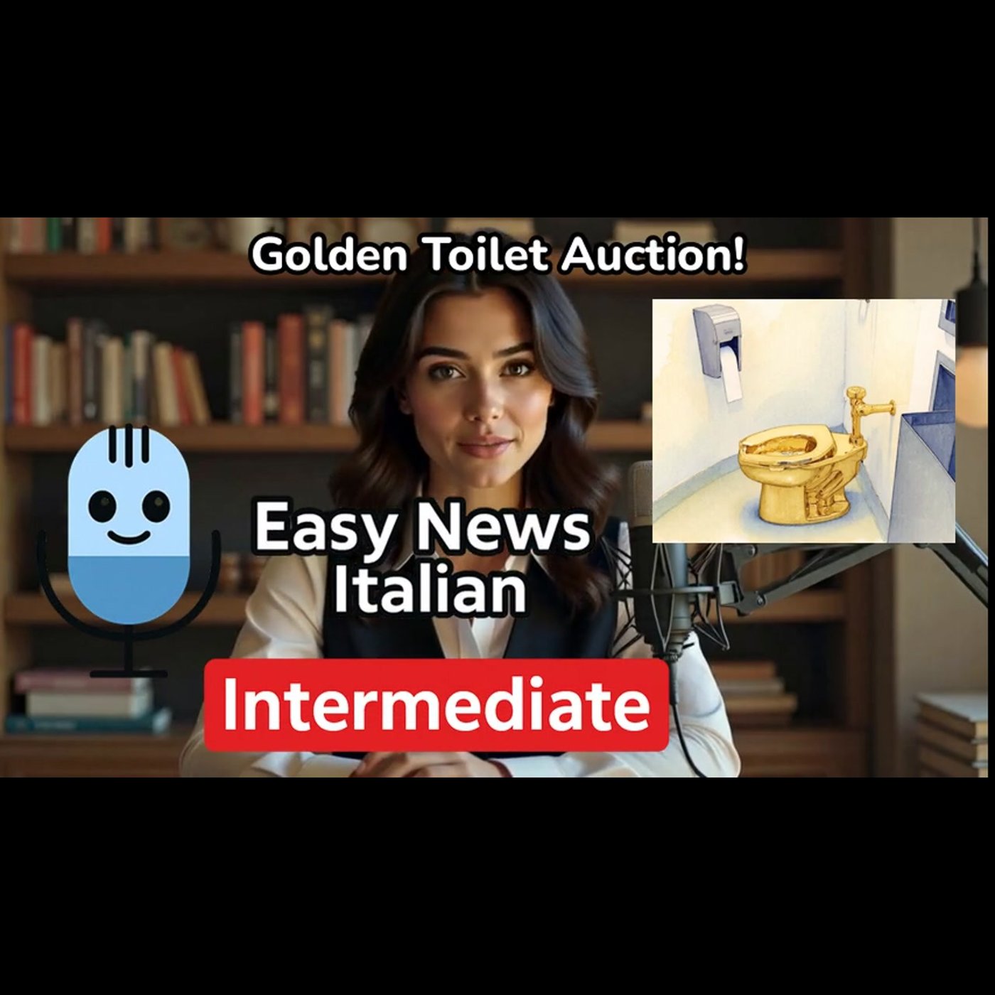 Cattelan's $10M Golden Toilet: The Art Heist Story | Intermediate #LearnItalian episode artwork